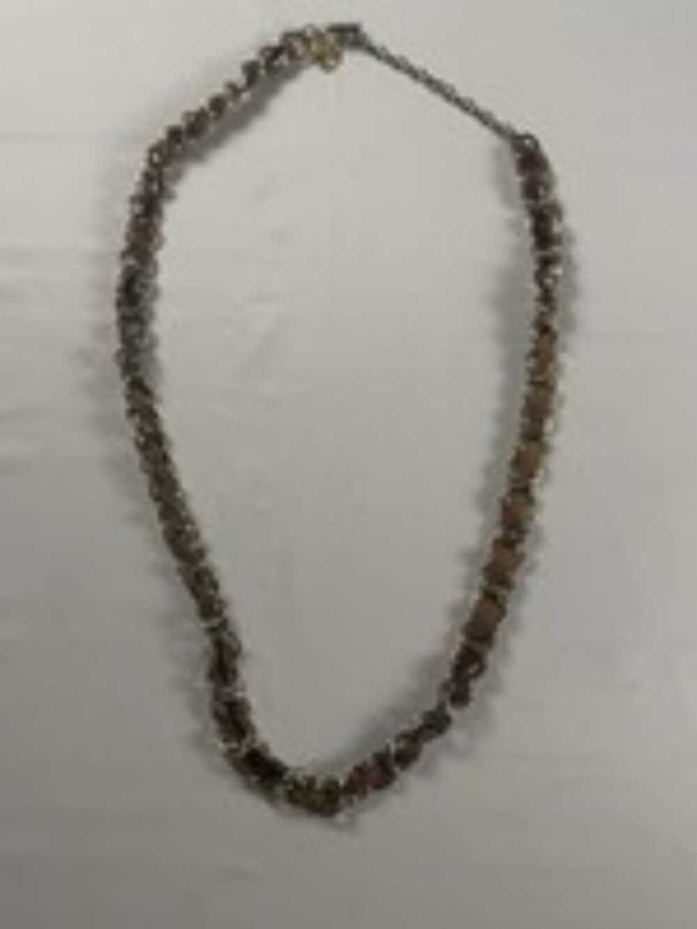 Vintage Y2K Silver Tone Chain Necklace Woven Brown Velvet Ribbon Choker 17"